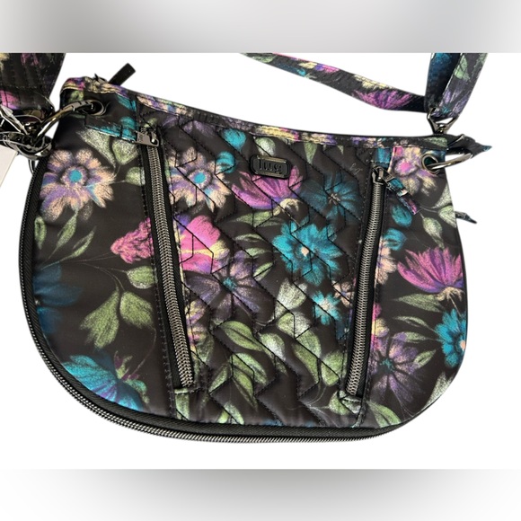 Lug Swivel-Bloom Black RFID Convertible Crossbody Shoulder Bag Expandible NWT - Picture 8 of 15